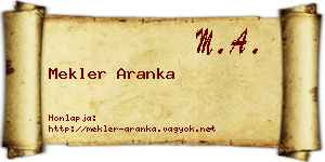Mekler Aranka névjegykártya